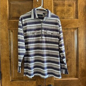 GUESS Purple/Tan/Ivory Striped 1/4 Zip Shirt - Men's Size Large